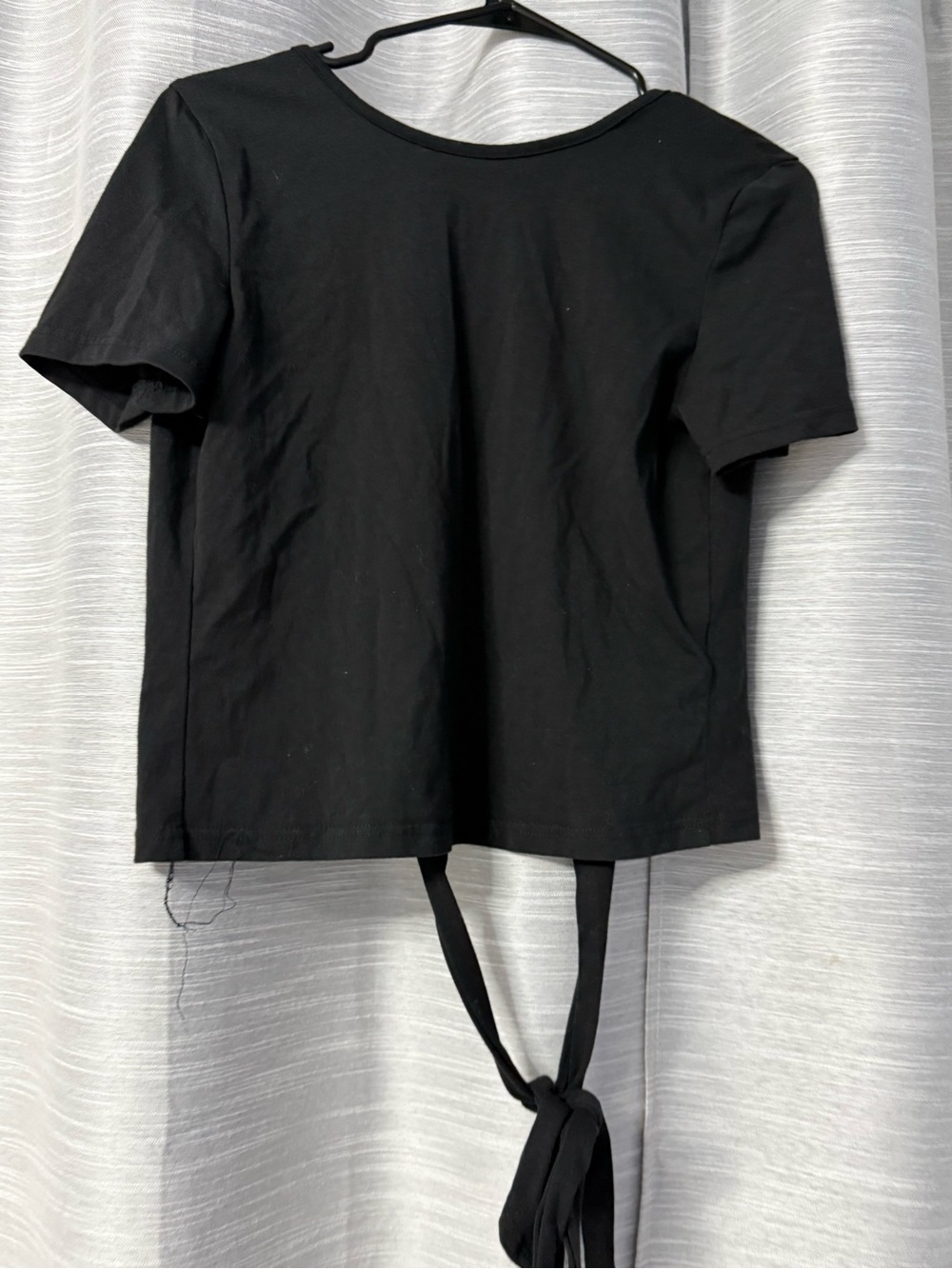 Black Short Sleeve Tie-Back Tee